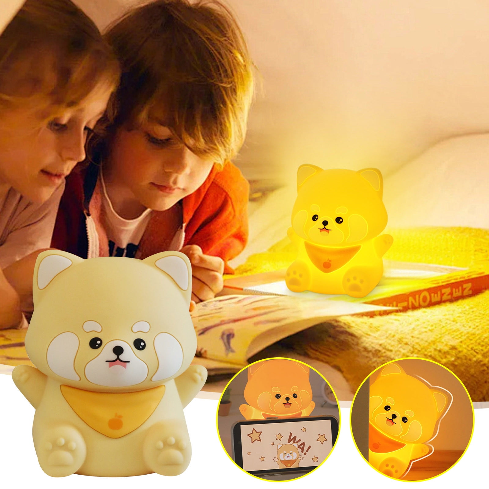 VBXOAE Cute Little Raccoon Night Light 2 Brightness Control Auto Off