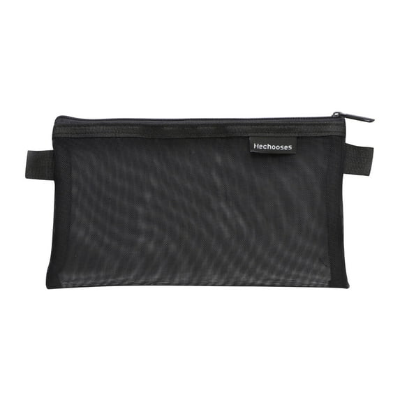 VBXOAE Mesh Zipper Pencil Pouch 3 Ring Binder Pouch Mesh Pencil Case Double Layers Zippered Pencil Pouch Multifunctional Pen Bag Organizer Storage Bag Binder Cosmetic Bag Black