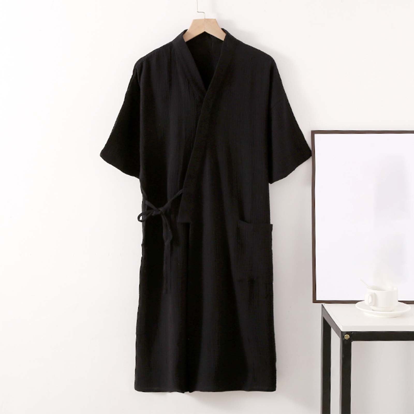 VBXOAE Pajama Sets Men Pajamas Fashion Robe Bathrobe Three Quarter