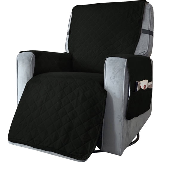 VBXOAE Recliner Chair Cover with 6 Pockets Design for Easy Transfer Soft and Comfortable Breathable Polyester Machine Washable Ideal for Pet Protection Keeps Chair Clean and Upholstery Fresh Black