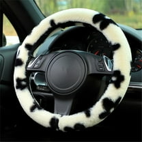 VBXOAE Velvet Leather Steering Wheel Cover,15in Universal,Non-Slip Grip,Stylish Design,Easy Care,Winter Warmth,Black