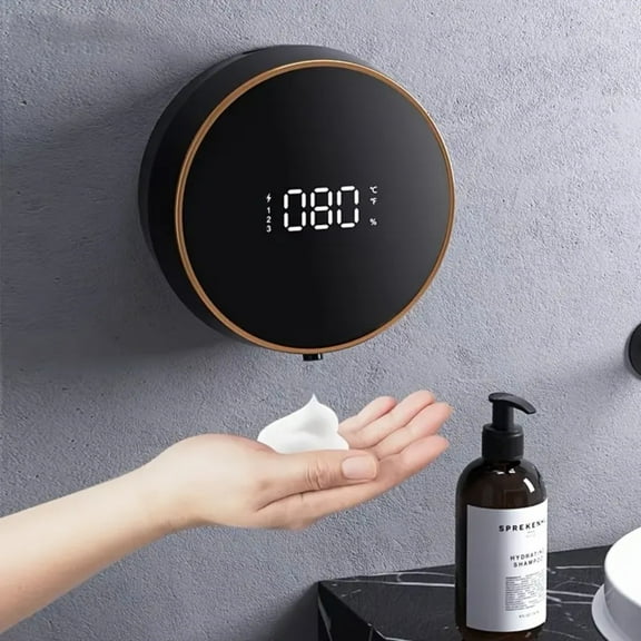 VBXOAE Wall Mounted Automatic Soap Dispenser with 3 Stage Volume Control and 12floz Capacity for Bathroom and Kitchen Black