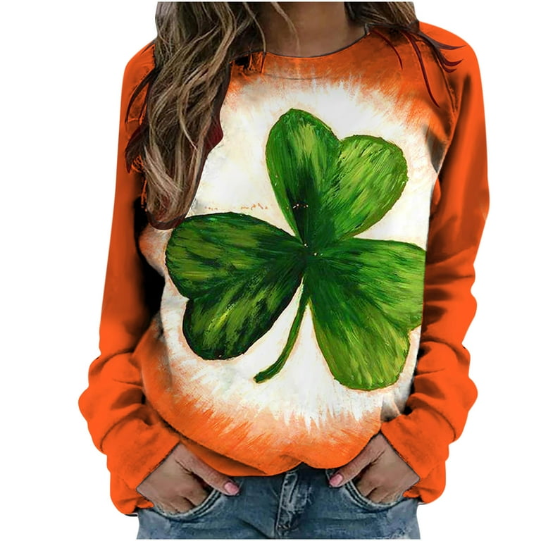 St. Patrick's Day Womens Tunic Traditional Graphic Shirts Long Sleeve Crew  Neck Tshirt Casual Blouse Tops 