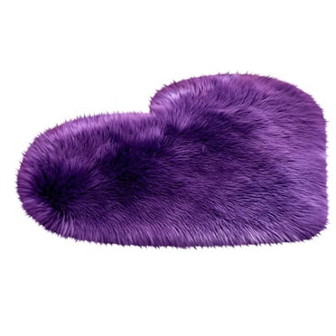 VBXOAE Wool Imitation Sheepskin Rugs Non Slip Bedroom Carpet Mats Purple
