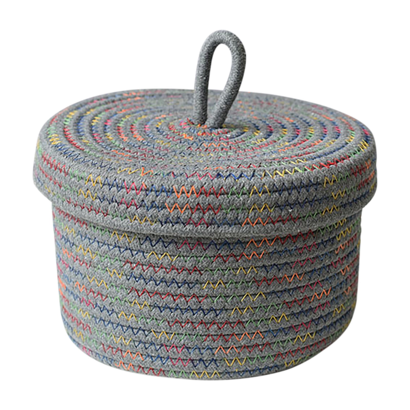 VBXOAE Woven Rope Basket with Lid Multipurpose Storage for Toys Towels
