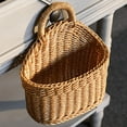 thumbnail image 1 of VBXOAE Woven Wall Hanging Storage Basket,Plastic Rattan Woven Basket Rattan Wall Hanging Basket Planter Imitation Wicker Basket Wall Flower Basket Decor for Home,Kitchen,Bathroom, 1 of 5