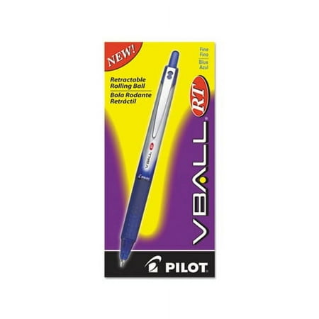 VBall RT Liquid Ink Retractable Roller Ball Pen 0.7mm, Blue Ink, Blue/White Barrel