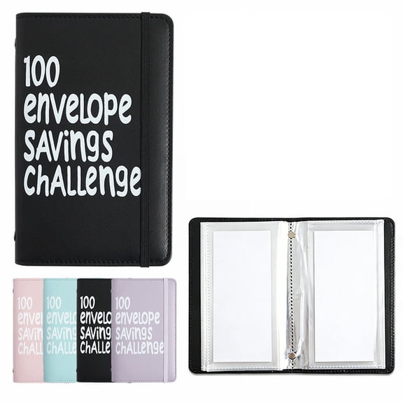 VBloom 100 Envelopes Money Saving Challenge, 100 Envelope Challenge Binder, Easy and Fun Way to Save $5,050, Savings Challenges Budget Book Binder with Cash Envelopes for Office, Home, School (Black)