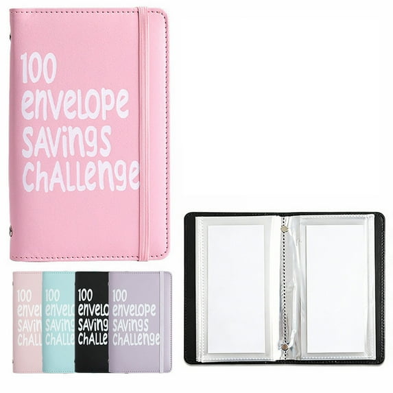 VBloom 100 Envelopes Money Saving Challenge, 100 Envelope Challenge Binder, Easy and Fun Way to Save $5,050, Savings Challenges Budget Book Binder with Cash Envelopes for Office, Home, School (Pink)