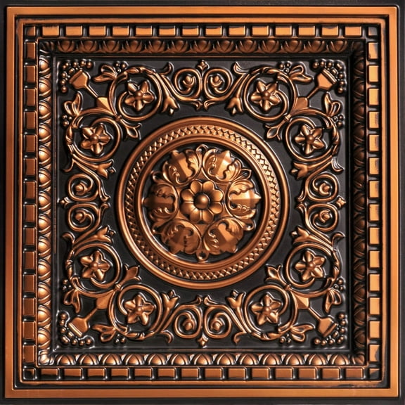 VC02 - Rhine Valley 2 ft. x 2 ft. PVC Lay-in Ceiling Tile in Antique Copper (40 Sq.ft / Pack) - 10 Pieces