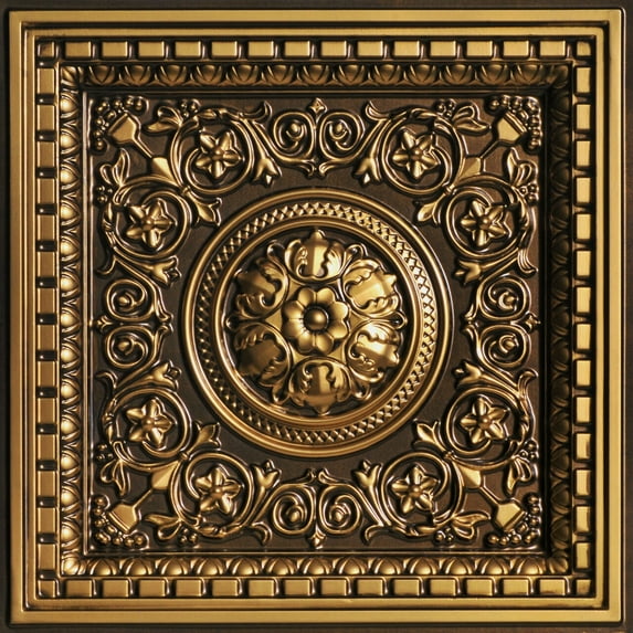 VC02-Rhine Valley 2 ft. x 2 ft. PVC Lay-in Ceiling Tile in Antique Gold (100 Sq.ft / Pack) - 25 Pieces