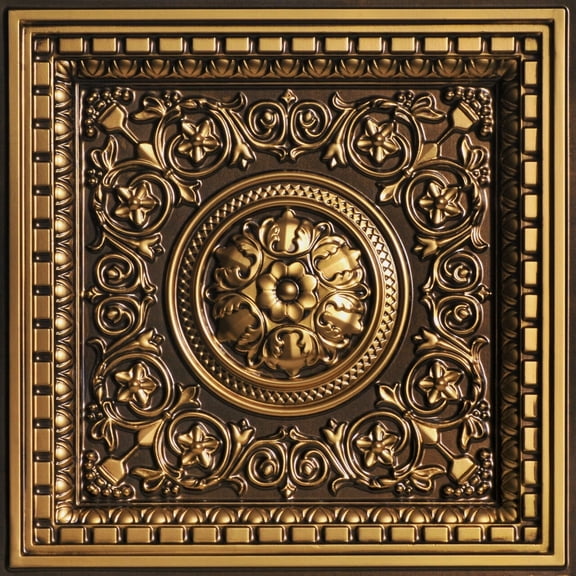 VC02 - Rhine Valley 2 ft. x 2 ft. PVC Lay-in Ceiling Tile in Antique Gold (200 sq.ft / Pack) - 50 Pieces