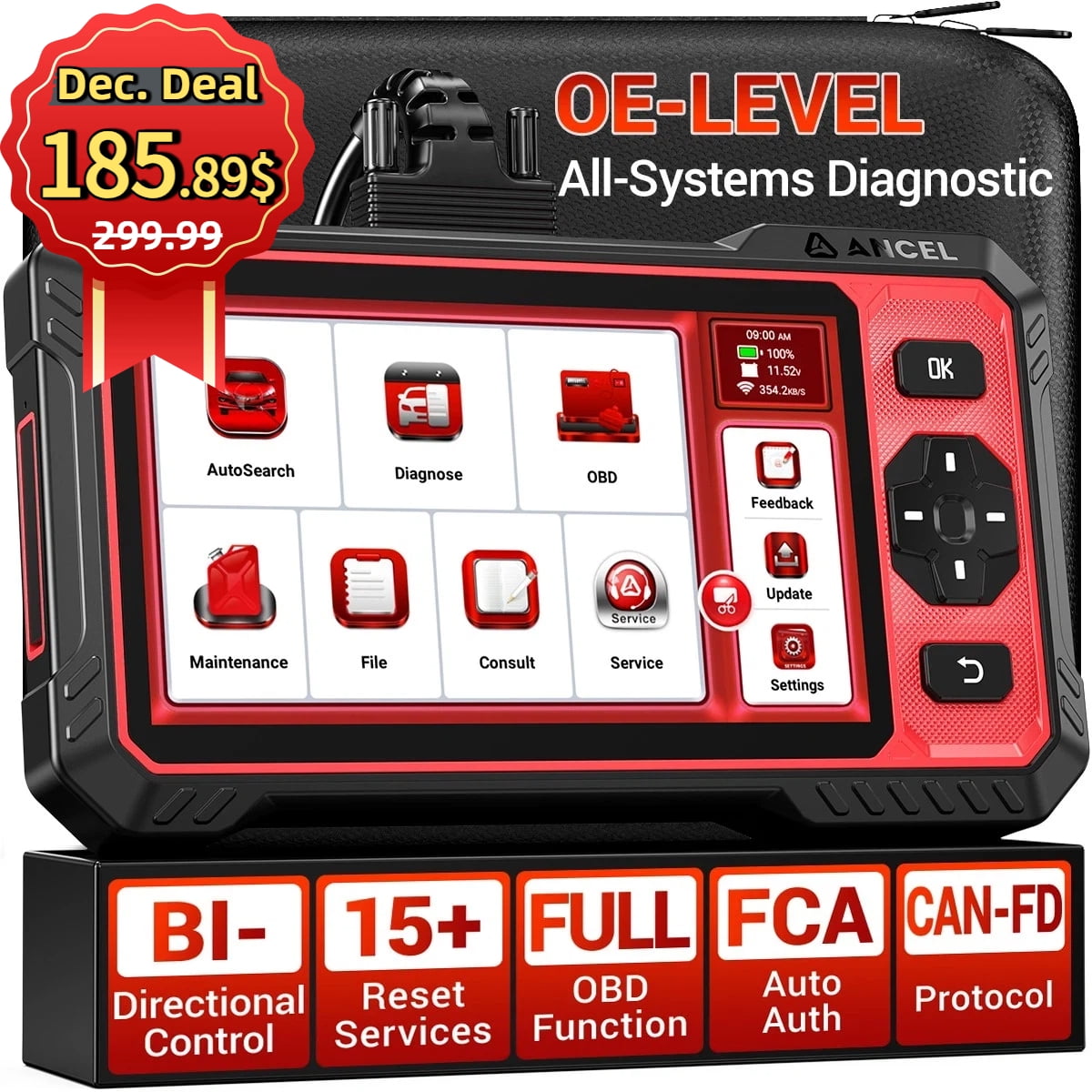 ANCEL DS410 Lite Bidirectional Wireless OBD2 Scanner Diagnostic Tool, 15+ Reset Services Full System Diagnostic Tool, 24-hour Real-time Online Chat, Free Lifetime WiFi Update