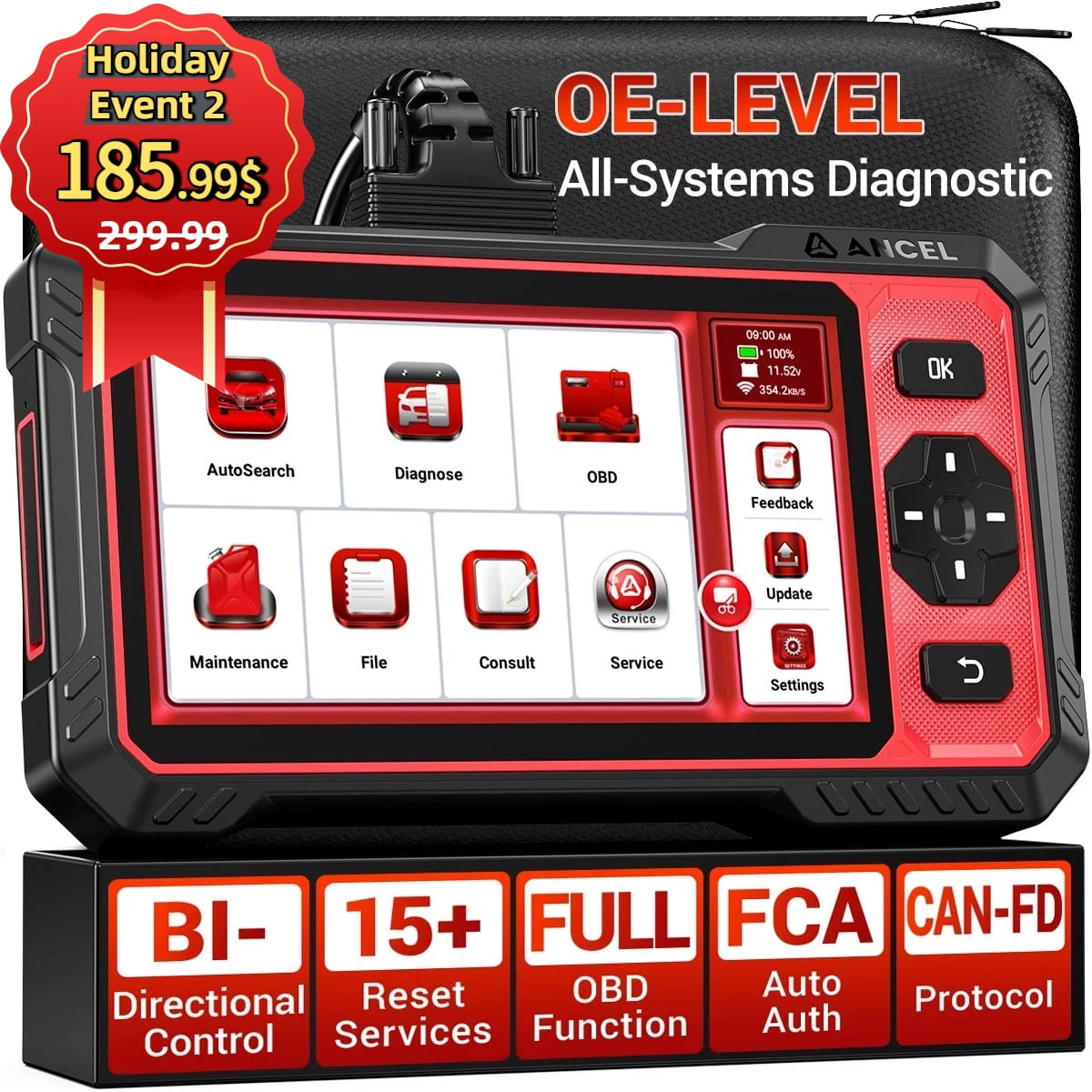 ANCEL DS410 Lite Bidirectional Wireless OBD2 Scanner Diagnostic Tool, 15+ Reset Services Full System Diagnostic Tool, 24-hour Real-time Online Chat, Free Lifetime WiFi Update