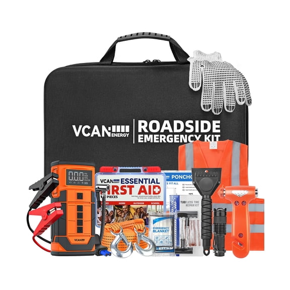 VCANENERGY Roadside Emergency Car Kit, Portable Jump Starter & Tire Inflator for Cars, Trucks, SUVs