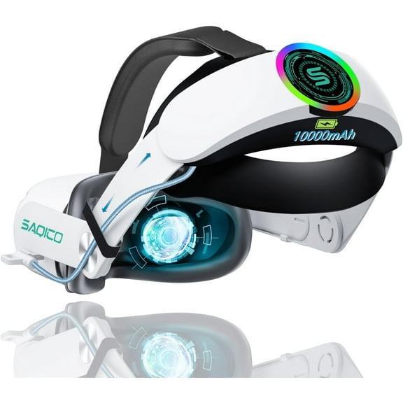 VCBAVC Head Strap with 5000mAh Battery for Oculus Quest 2, Cool RGB Light Fast Charging Adjustable Battery Pack for Meta Elite Strap Replacement Extend 6H Playtime, Enhanced Comfort Reduce Pressure