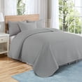 thumbnail image 1 of VCCOEM Quilt Set King Size Lightweight Bedspreads, All Season Coverlet, 3 Piece (1 Quilt, 2 Pillow Shams), Woven Pattern, Light Gray, 1 of 10