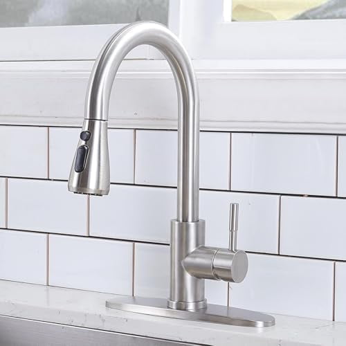 VCCUCINE Kitchen Faucet with Pull Down Sprayer, Brushed Nickel Faucet ...