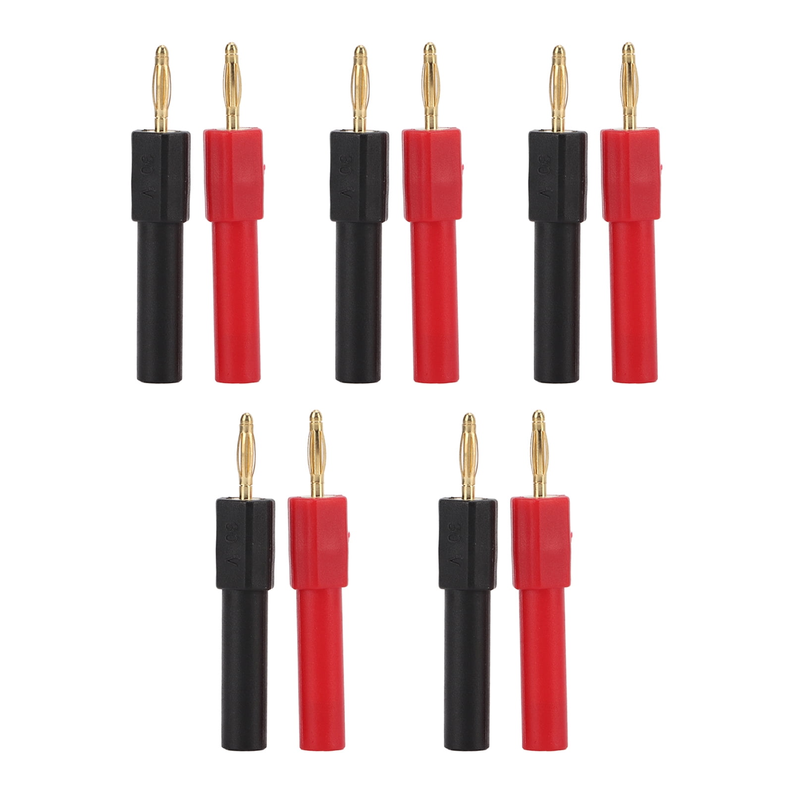 VCE Banana Plugs 5set Banana Plug Adapter PA Material de latn 2 mm/0.08in Macho a 4 mm/0.16in Hembra Rojo Negro Banana Connector