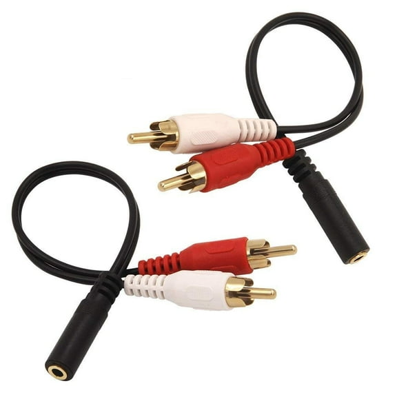 VCELINK 2-Pack 3.5mm to 2 RCA Stereo Audio Y Cable, Gold Plated Adapter (8 inch)