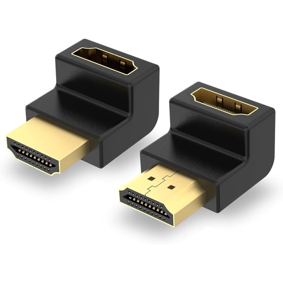 VCELINK 2-Pack 8K HDMI 2.1 Right Angle Male to Female Adapter