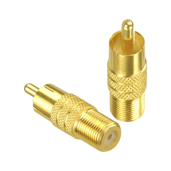 VCELINK 2-Pack F-Type Female to RCA Male Coaxial Cable Audio Adapter Gold Plated Connector