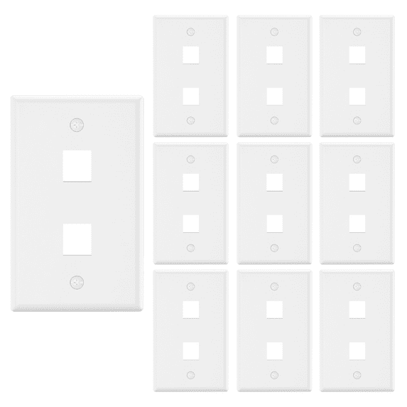 VCELINK 2 Port Keystone Wall Plate UL Listed, Single Gang for RJ45 Keystone Jack White 10 pack