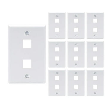 VCELINK 2 Port Keystone Wall Plate UL Listed, Single Gang for RJ45 Keystone Jack White 10 Pack