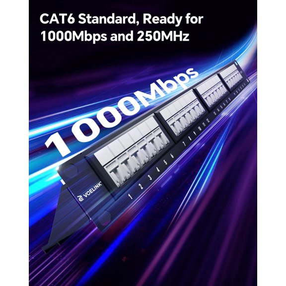 VCELINK 24 Port Cat6 Patch Panel with Dust Cover and Small Precision Wire Cutter