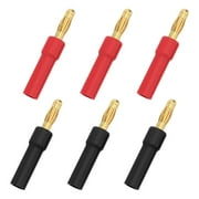 VCELINK 6-Pack 4mm Open Screw Type Speaker Banana Plugs, Gold Plated 3 Pair, Insulated Copper Material