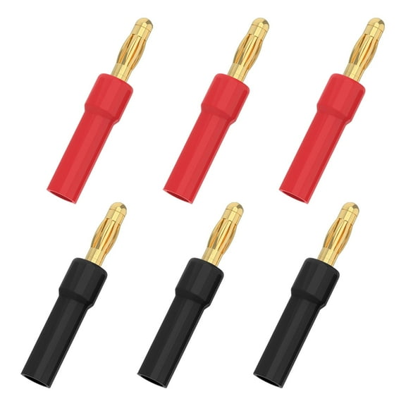 VCELINK 6-Pack 4mm Open Screw Type Speaker Banana Plugs, Gold Plated (3 Pair), Insulated Copper Material