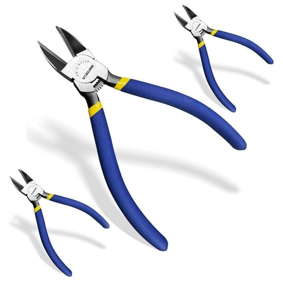 VCELINK 6-inch Wire Cutter, CR-V Small Flush Cutter for Floral, Jewellery and DIY Model Making, 3-Pack
