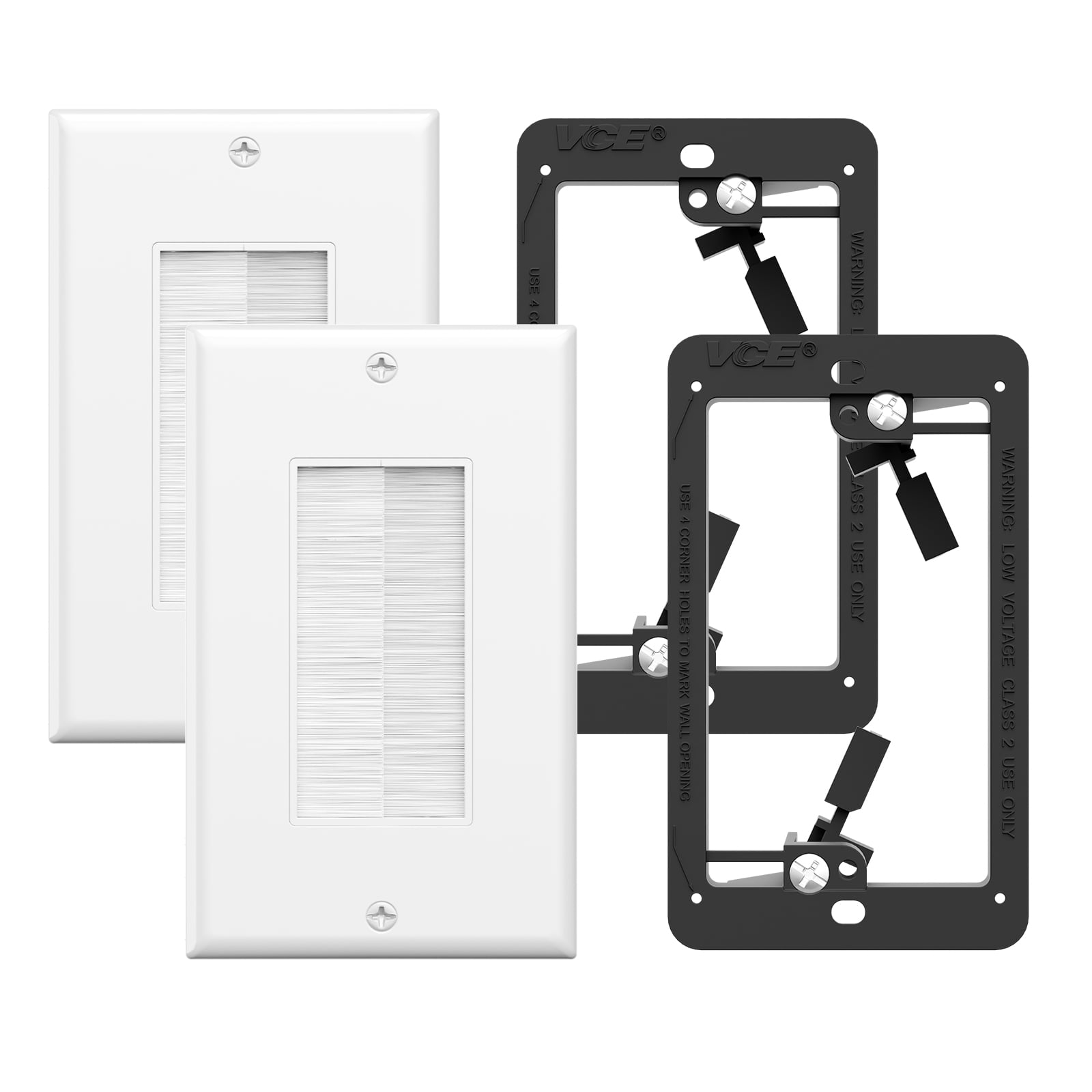 VCELINK Brush Wall Plate, Single Gang Decorator Cover, Cable Pass