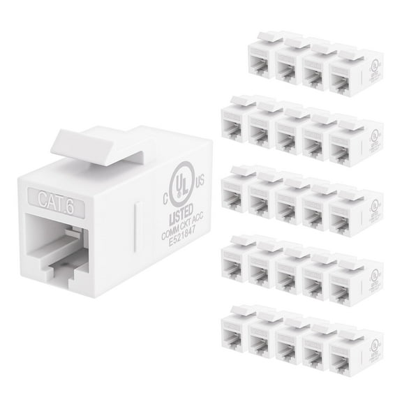 VCELINK CAT6 Keystone Coupler RJ45 Female to Female UL Listed Insert Coupler 25-pack White