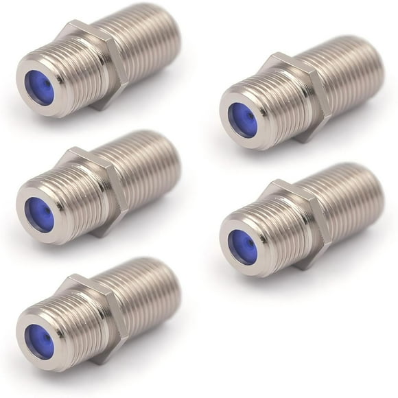 VCELINK Coaxial Cable Connector 5-Pack, F-Type Coax RG6 Cable Extension Adapter Nickel Plated