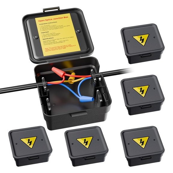 VCELINK Indoor Electrical Junction Box (6 Pack), V1 Flame-Retardant Splice Enclosure with Cable Clamps for Safe DIY Wiring, Fits 12-18 AWG Wire for Home, Garage & Workshop Projects$$