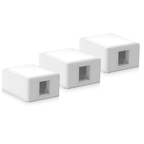 VCELINK Keystone Jack Surface Mount Box 1-Port for UTP Cat6/Cat5e/Cat5 RJ45 Keystone Jacks, White, 3-Pack