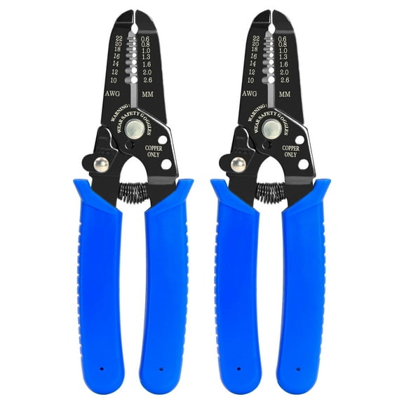VCELINK Precision Wire Stripper and Cutter with Safety Lock, Wire Stripping Cutting Tool for 10-22 AWG Solid and Stranded Wires 2Pack