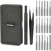 VCELINK Small Screwdriver Set with Long Bits, S2 Phillips, Flathead, Security Torx Bits, 20 in 1 Mini Screwdriver Kit with Tweezers Compatible with iPhone, MacBook, Watch, PS4, Laptop, Eyeglasses