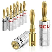 VCELINK Speaker Banana Plugs 6 Pairs/12 Pcs, 24K Gold Plated Dual-Screw Type Speaker Connector