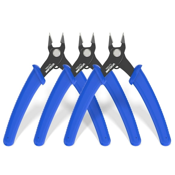 VCELINK Spring-Loaded Small Wire Cutter, for Electronics, Jewelry Making, Model Craft, and 3D Printing, 5-inch, 3-Pack