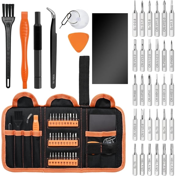 VCELINLK 38-in-1 Mini Precision Screwdriver Set with 30Pcs Torx T6 T8 T9 T15 P5 Phillips PH00 Triwing Y00 Bits Repair Tool Kit Compatible with PS4/5 Switch Macbook Xbox Laptop iPhone