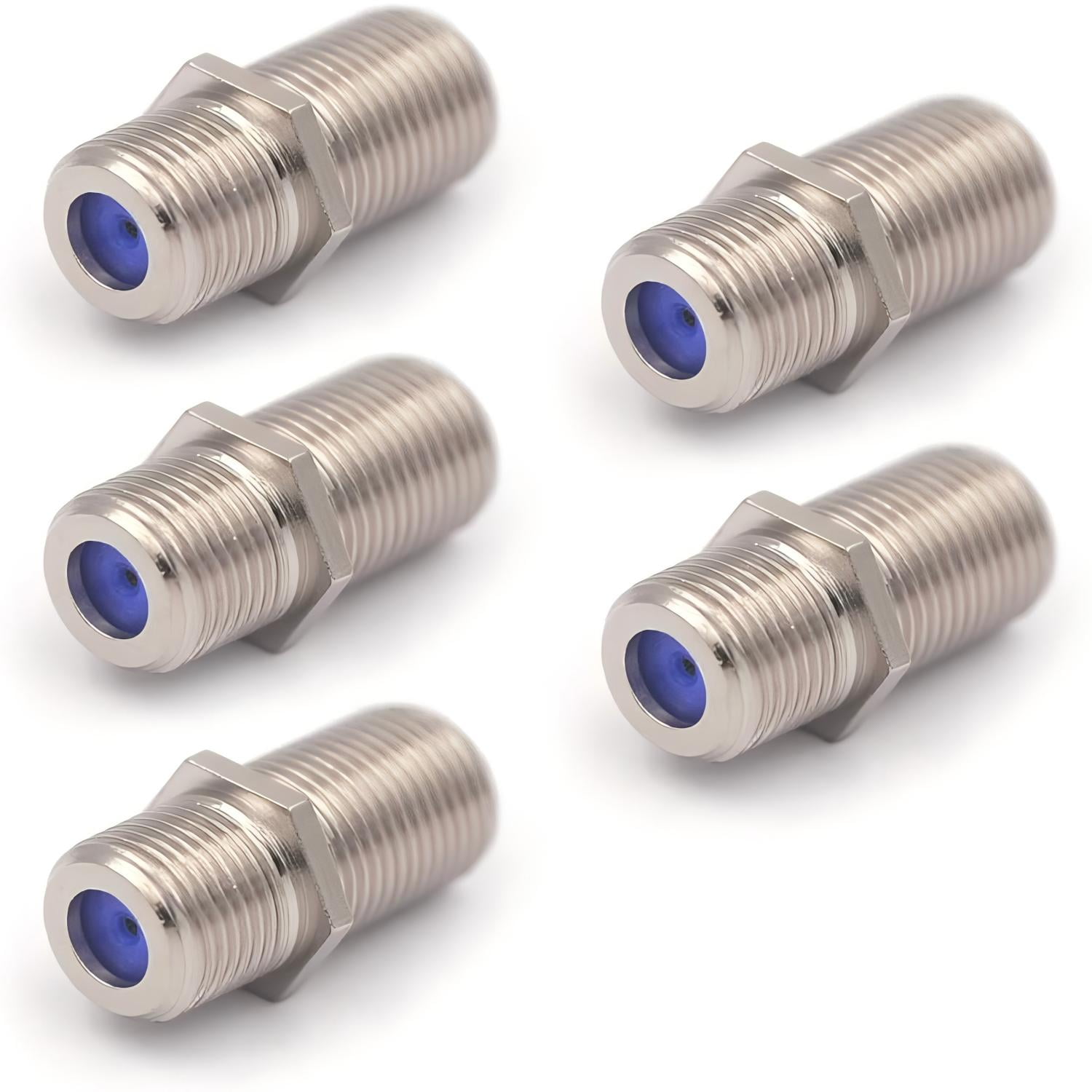 VCELINK Coaxial Cable Connector 5-pack, F-Type Coax RG6 Cable Extension Adapter Nickel Plated