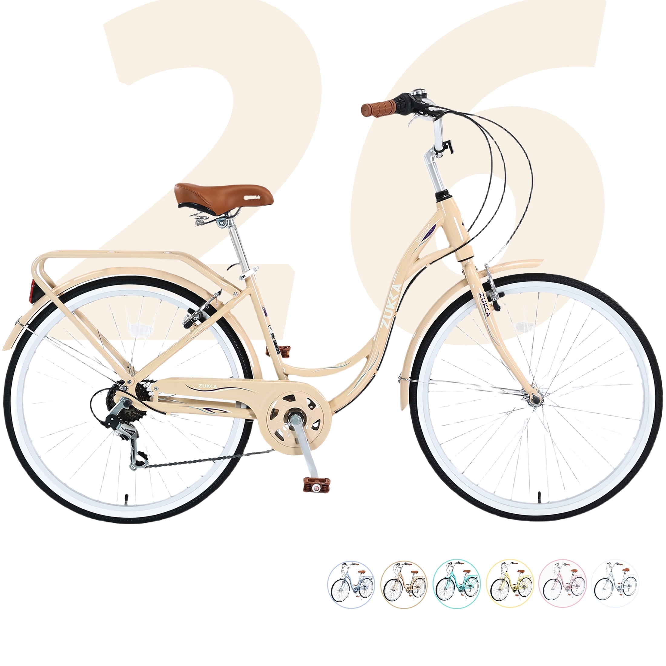 Viribus Hybrid Bike for Women 7 Speed Road Bike Vintage Adult Bike Aluminum  Frames Cream - Walmart.com