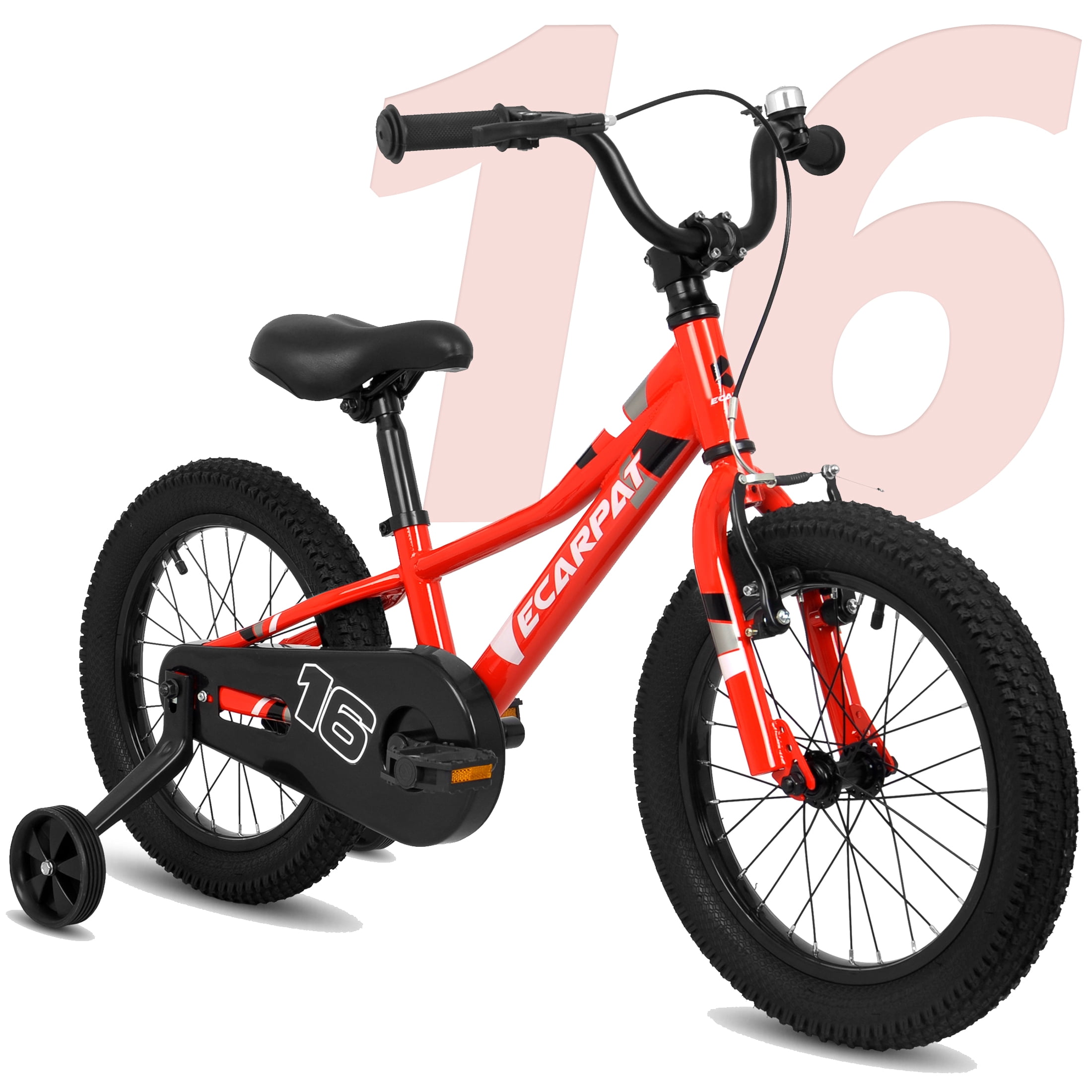 VCITN Kids' Bicycles 12 14 16 18 Inch, Boys Girls Ages 2-12, 16 Inch 7-Speed Kids' Mountain Bikes, Toddler Baby Toys Bicycles with Training Wheel Red