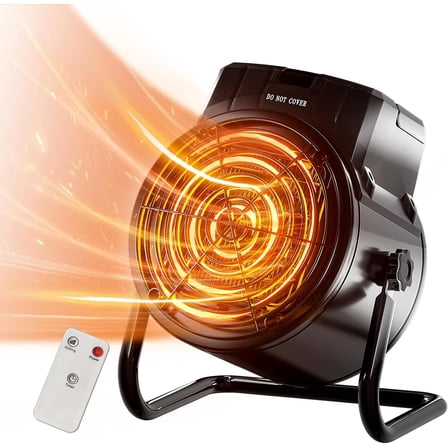 VCJ Greenhouse Heater with Remote Control, 1500W Outdoor Space Heater with Overheat Protection,12H Timer, 3 Modes Electric Space Heater for Patio, Garage, Porch, Home, Office, Grow Tent