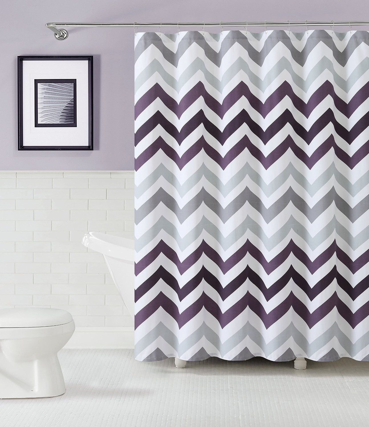 Purple chevron shower curtain deals