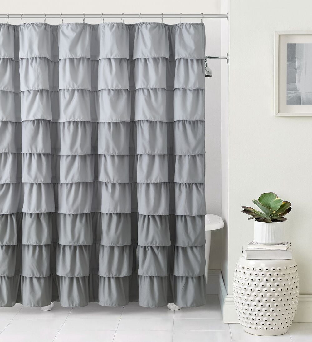VCNY Gypsy Ruffled Fabric Shower Curtain (Grey)