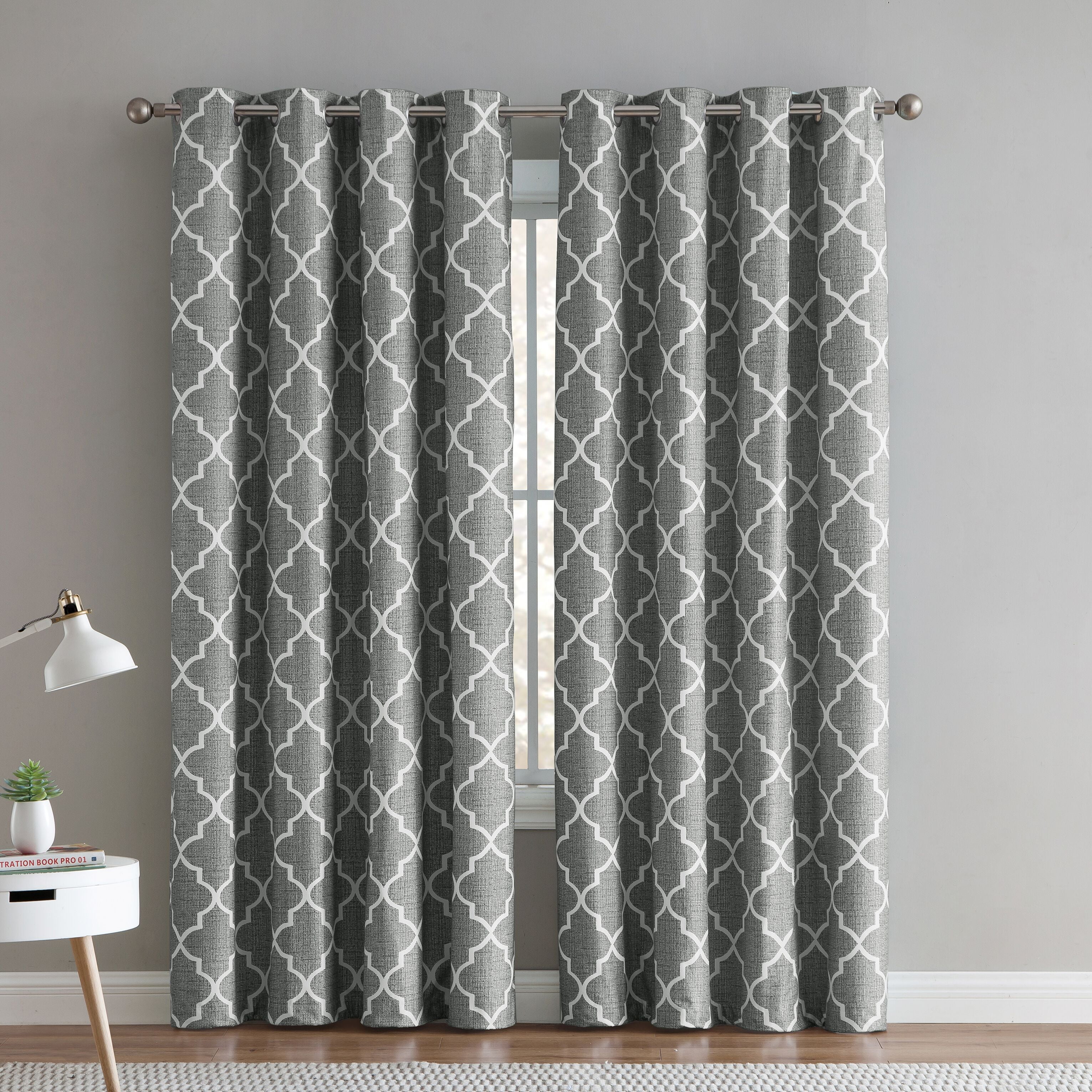 VCNY Home 2 Pack 100% Total Blackout Thermal Insulated Energy Saving Grommet Curtains - Gray, 84 in. Long