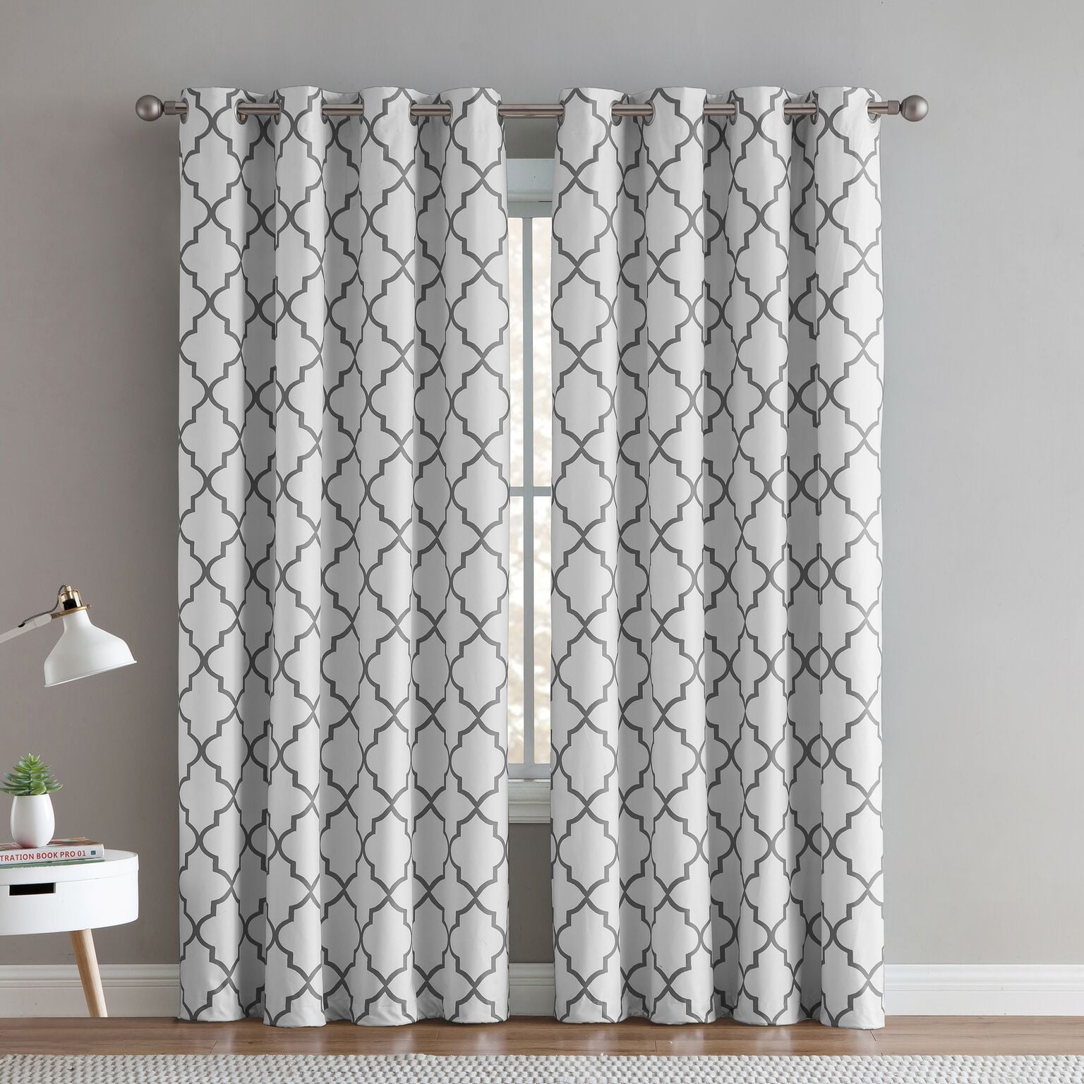 VCNY Home 2 Pack 100% Total Blackout Thermal Insulated Energy Saving Grommet Curtains - White, 96 in. Long